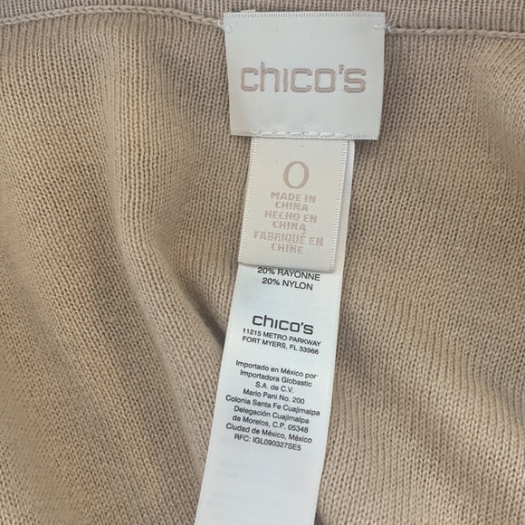 Chico's Size 0 Tan & Cream Striped Long Open Cardigan - Picture 5 of 6